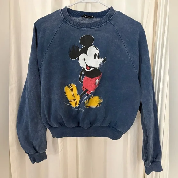 Zara Navy Blue Mickey Mouse Crewneck Sweatshirt - Picture 1 of 3